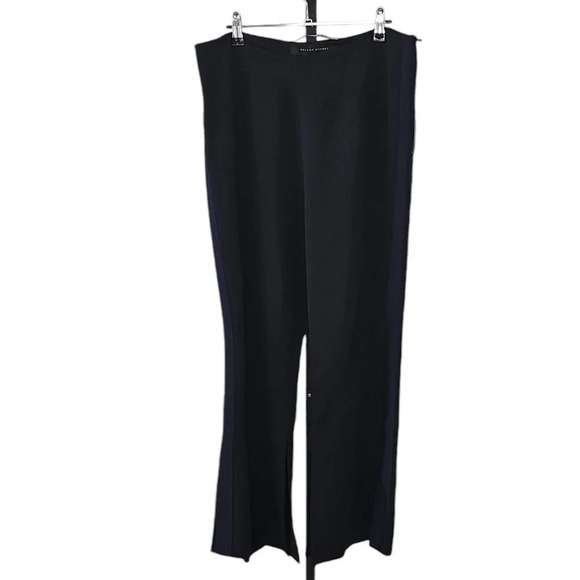 Roland Mouret Womens High Waist Side Stripe Slit Bottom Pants Size 12 Black Blue - Picture 1 of 14